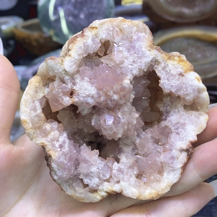 未镶嵌珠宝半成品紫晶小*粉晶洞