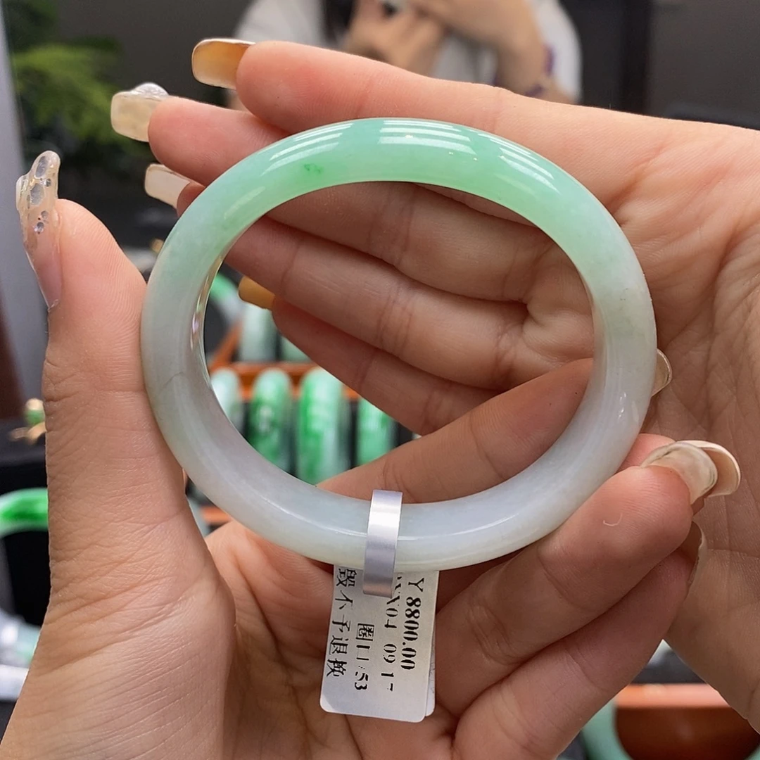 翡翠未镶嵌手镯缅甸翡翠53.8