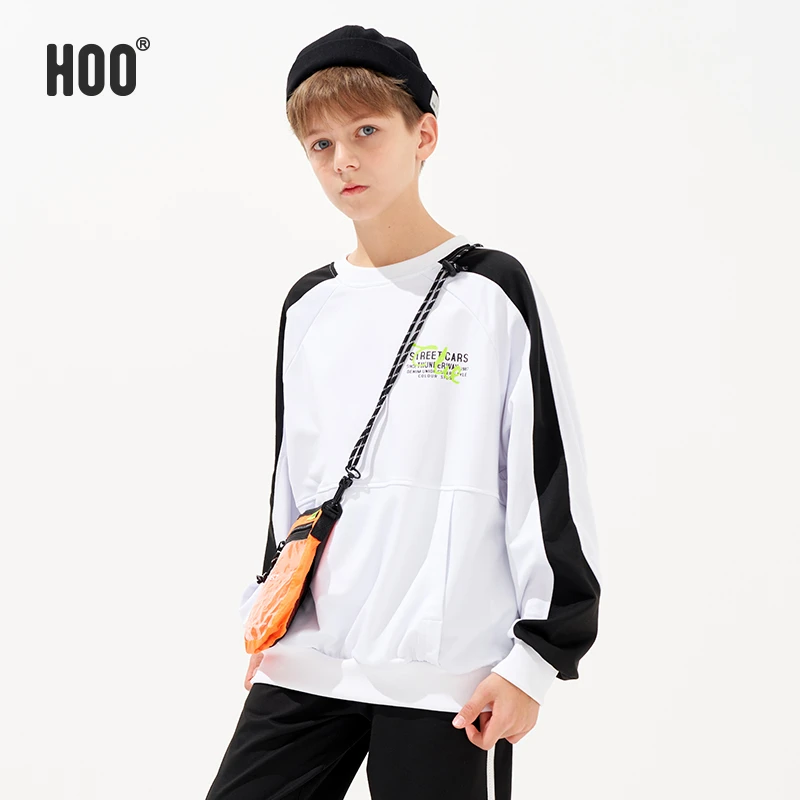 HOO中大童春秋保暖卫衣潮休闲撞色套头百搭潮青少年长袖9761/9837