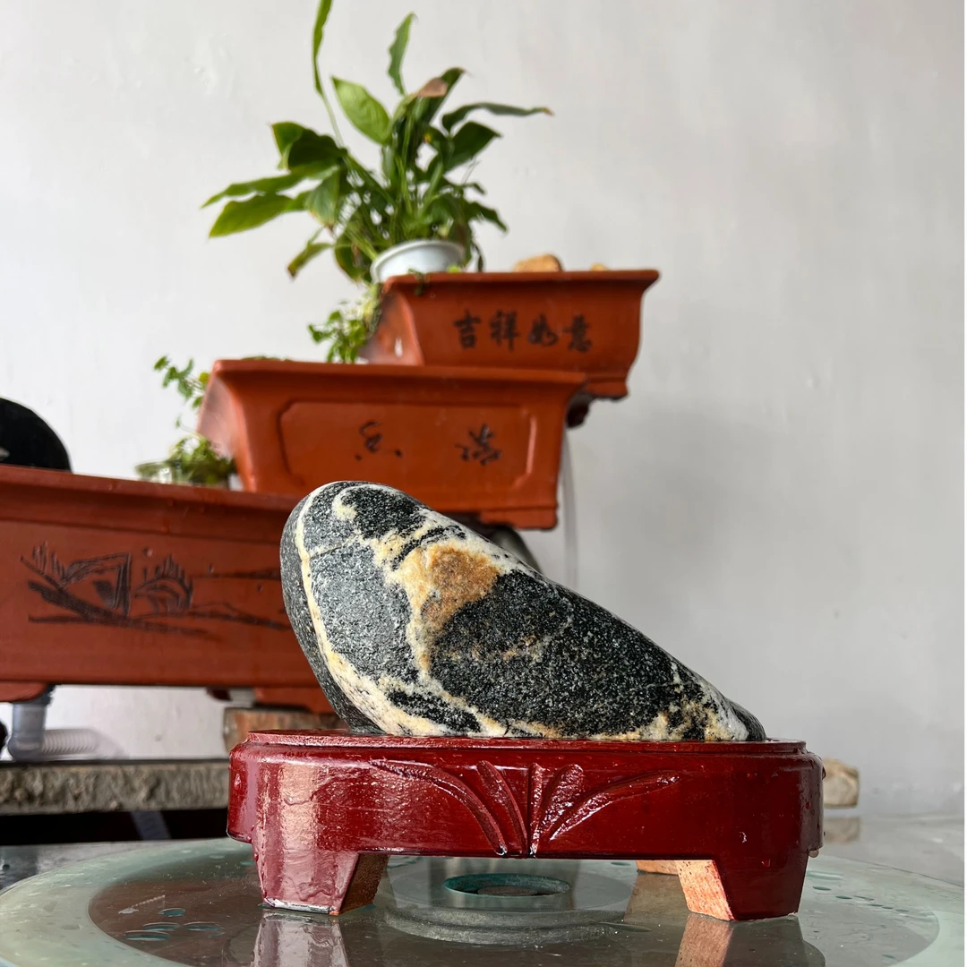 天然靠山石一物一图（仅石头+底座）泰安平安石 家居摆件