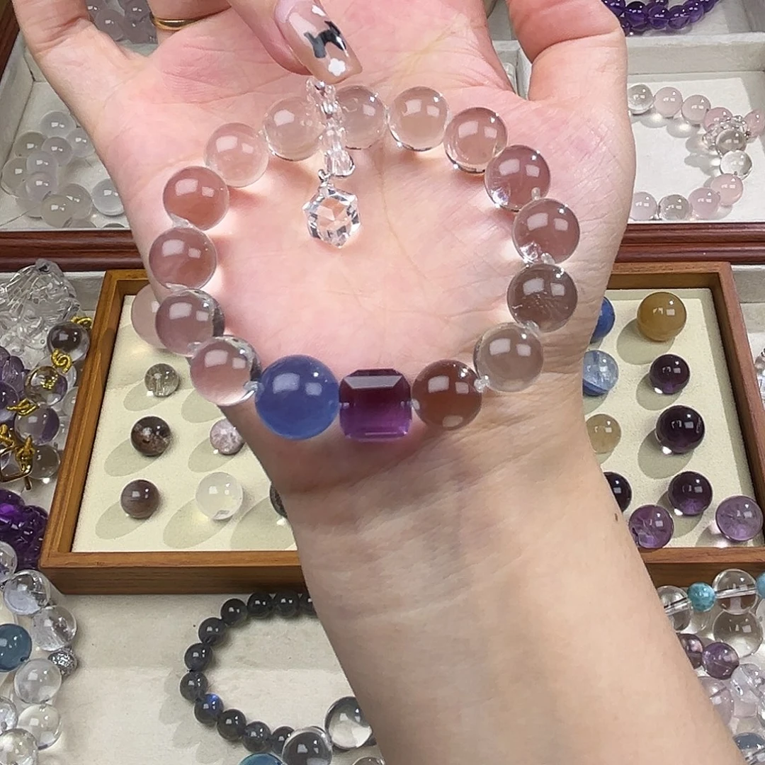 未镶嵌水晶手链11mm白➕紫➕蓝