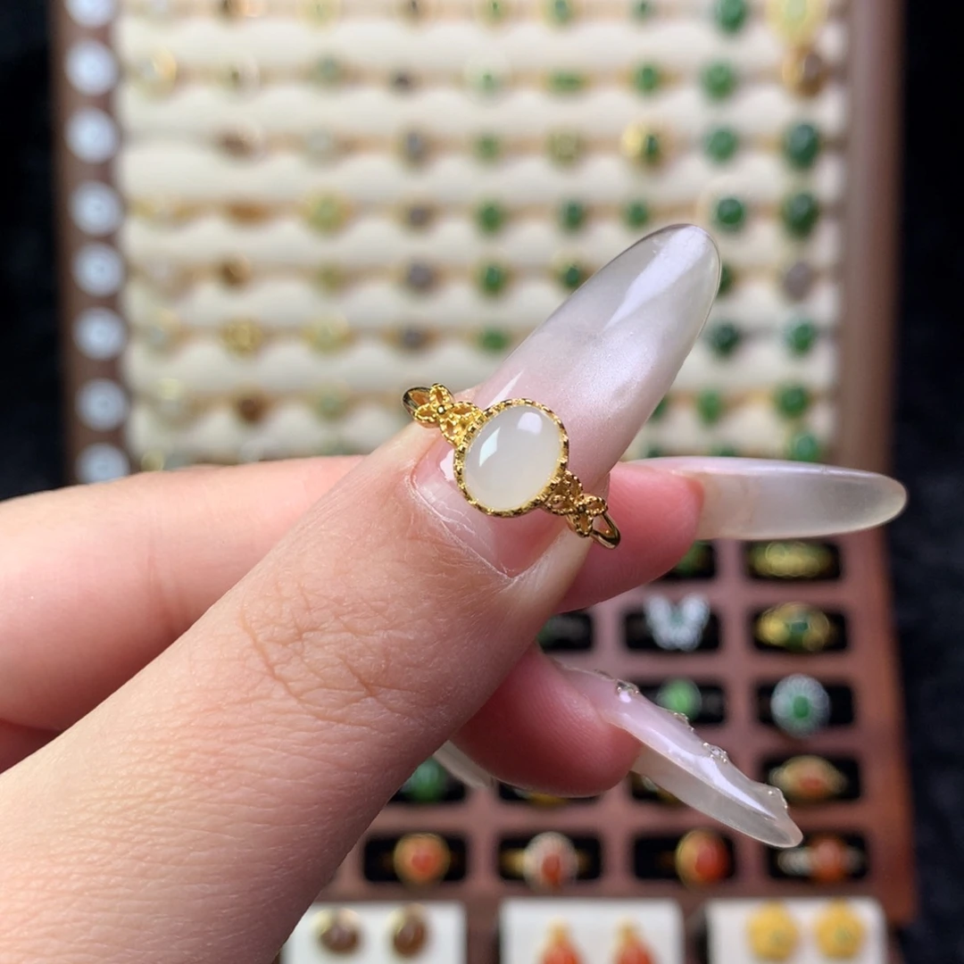 和田玉银S925镶嵌戒指