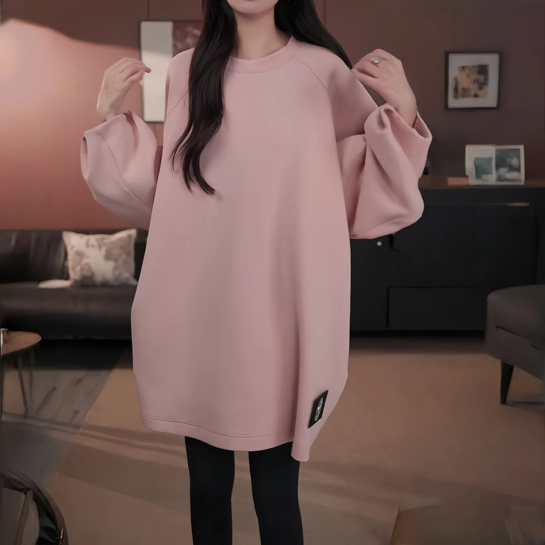 慵懒松驰感休闲长袖卫衣女2025秋冬新款时尚洋气百搭显瘦圆领上衣