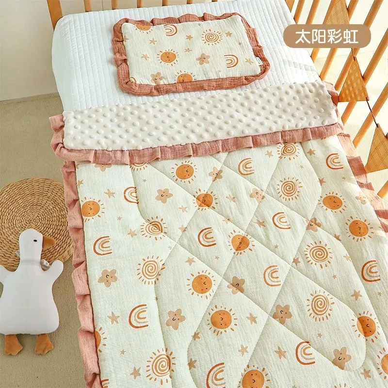 新生儿纯棉小褥子60*100赠同款云片枕宝宝