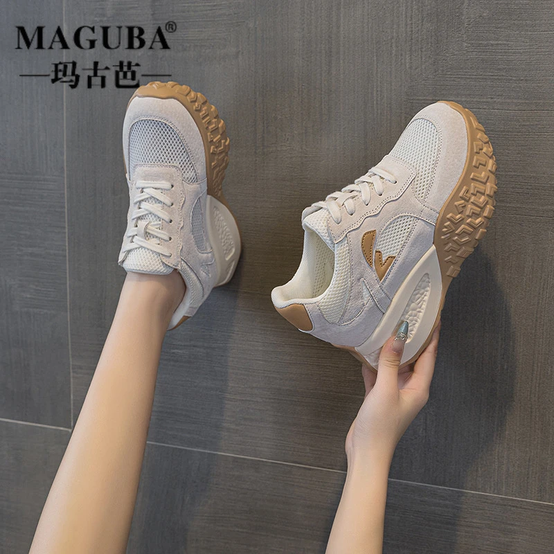MAGUBA/玛古芭轻奢老爹鞋女厚底增高透气潮款小众时尚百搭休闲鞋