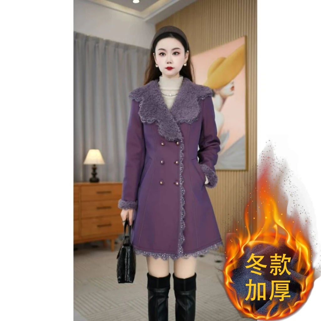 【艾丝琪】冬季新款女士时髦加厚显瘦修身女士外套M-2XL