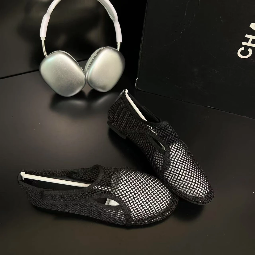 【时髦女作家】法式气质魔术贴网面凉鞋2025夏季新款平底单鞋001-5