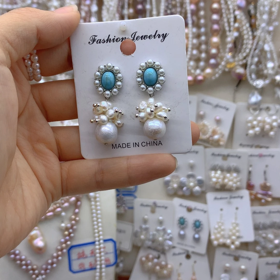 合金淡水珍珠耳饰项链