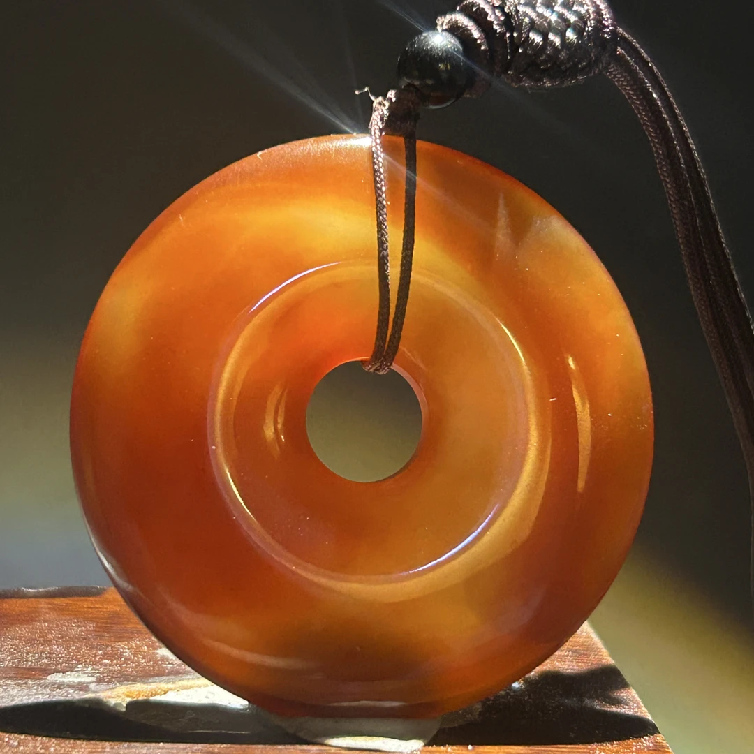 天然巴西玛瑙ping平安扣吊坠红红火火4833尺寸50/8mm