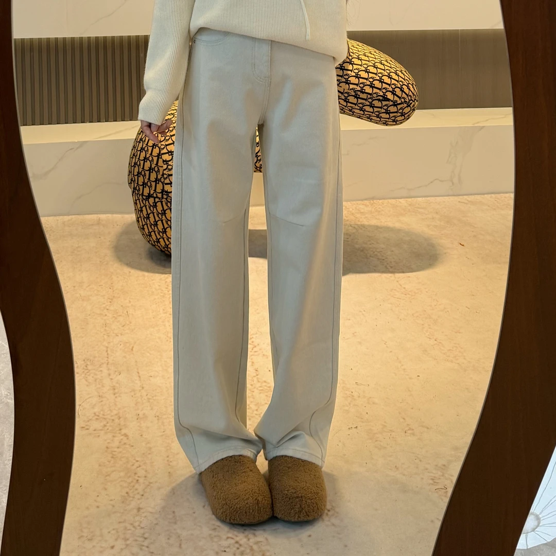 宿慕SUMU韩版保暖植绒弯刀牛仔裤10-12新款宽松百搭牛仔长裤32996