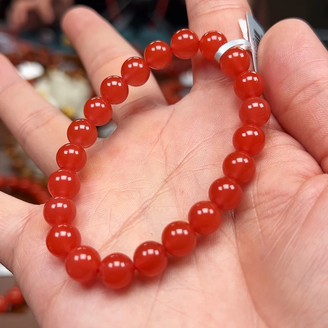 南红玛瑙未镶嵌手链河湾冰红8m收藏款