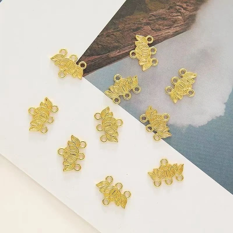 《燕子家》11*15mm新款合金多孔莲花连接片DIY饰品配件金色/银色/
