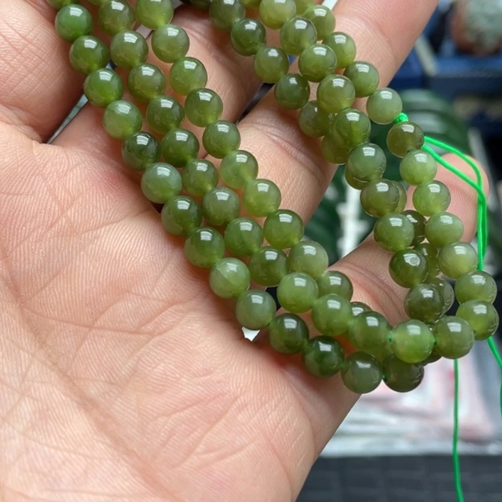 和田玉（碧玉）未镶嵌手链和田碧玉6mm108颗