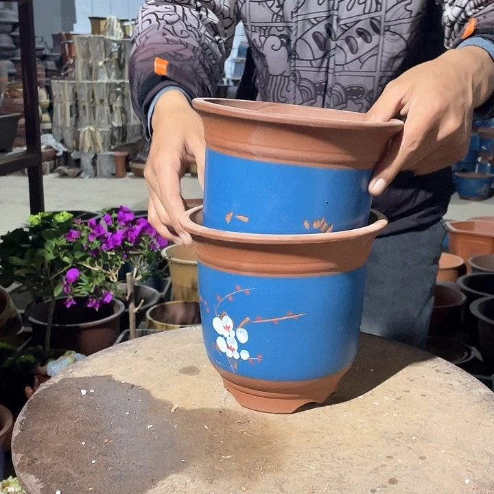 紫砂蓝色点菜金钟19+19