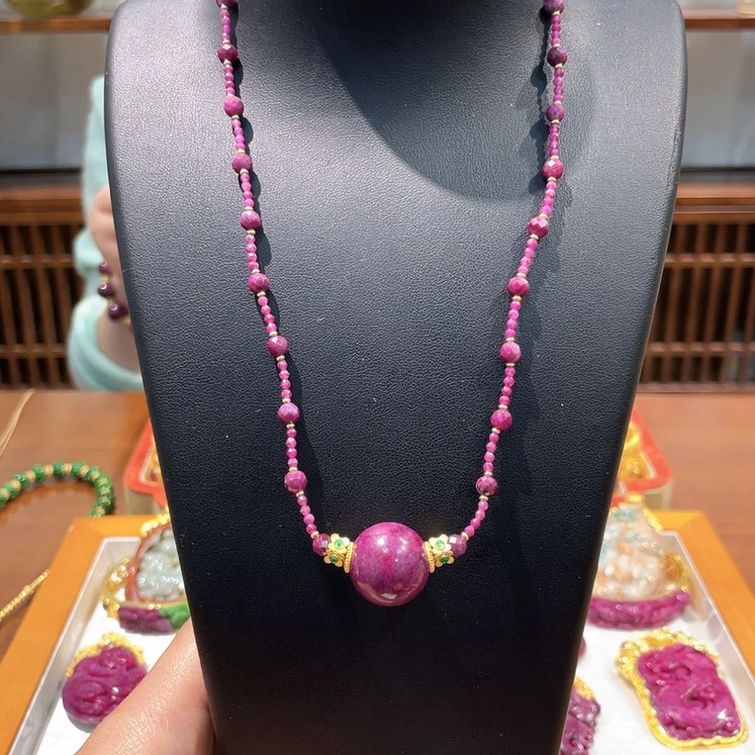 锦纶非金属吊坠项链红宝