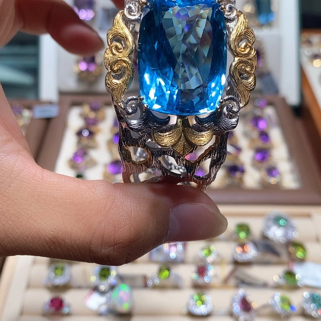 托帕石手镯银S925镶嵌