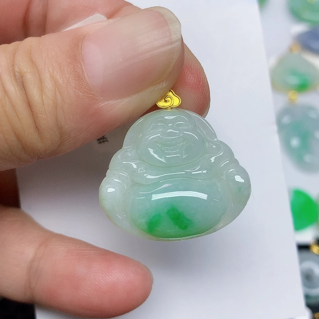 翡翠18K金镶嵌颈饰357899