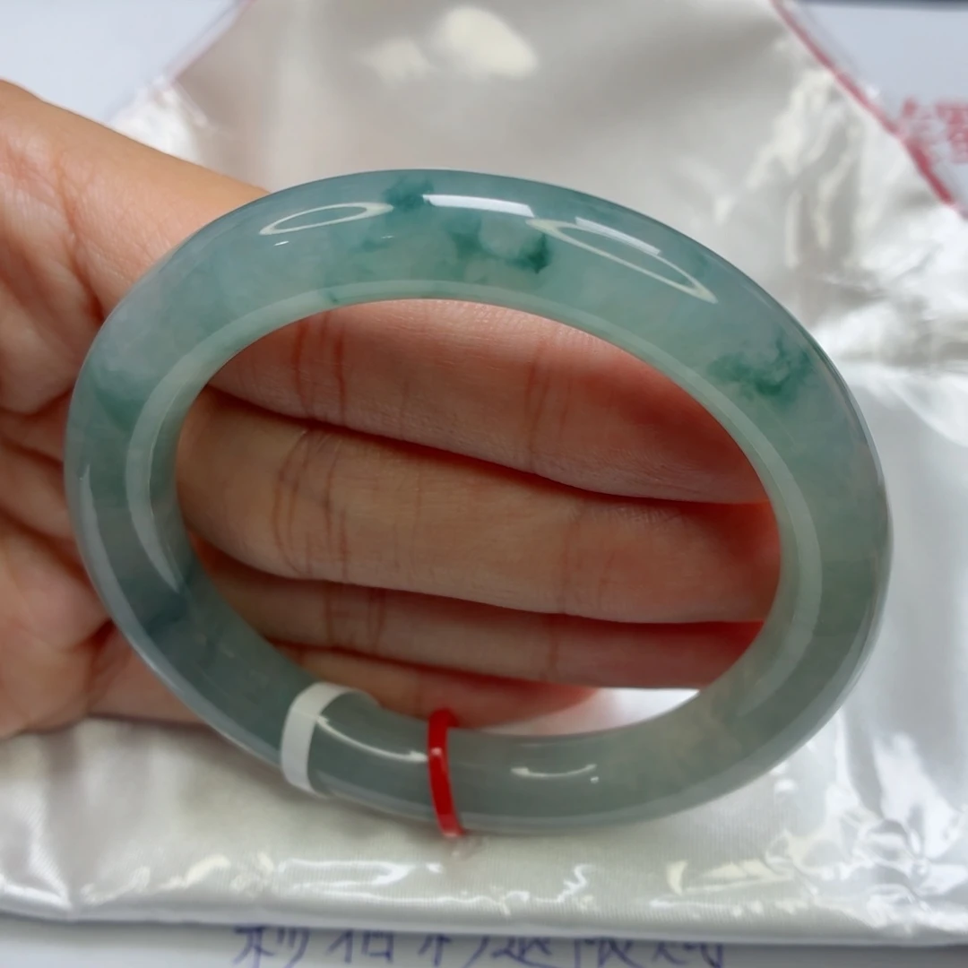 未镶嵌手镯翡翠老坑54圈冰飘蓝花021