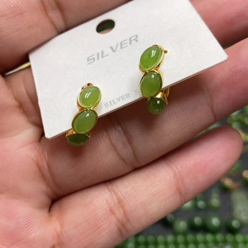 【闪购商品】和田玉银S925镶嵌耳饰