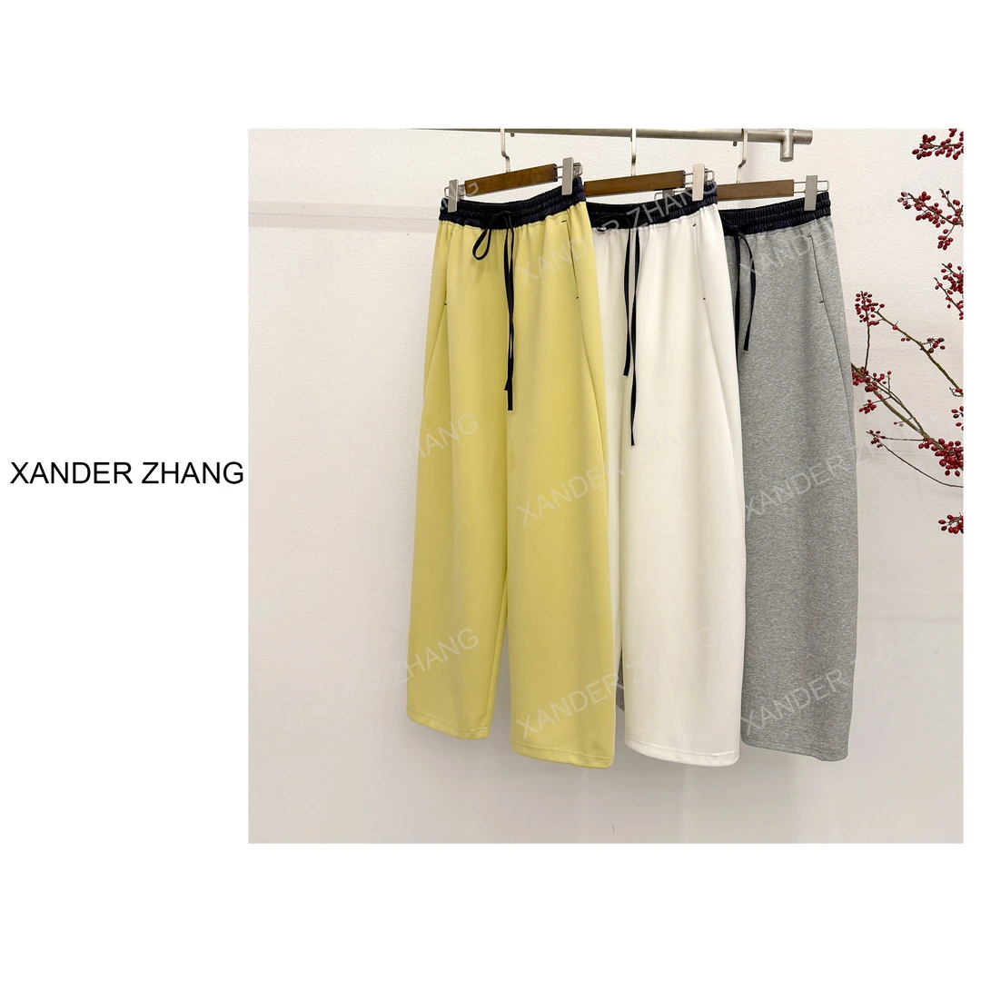 山大张文艺巨显瘦梭织腰部撞色卫裤YBTR1J101春季新款弯刀裤百搭