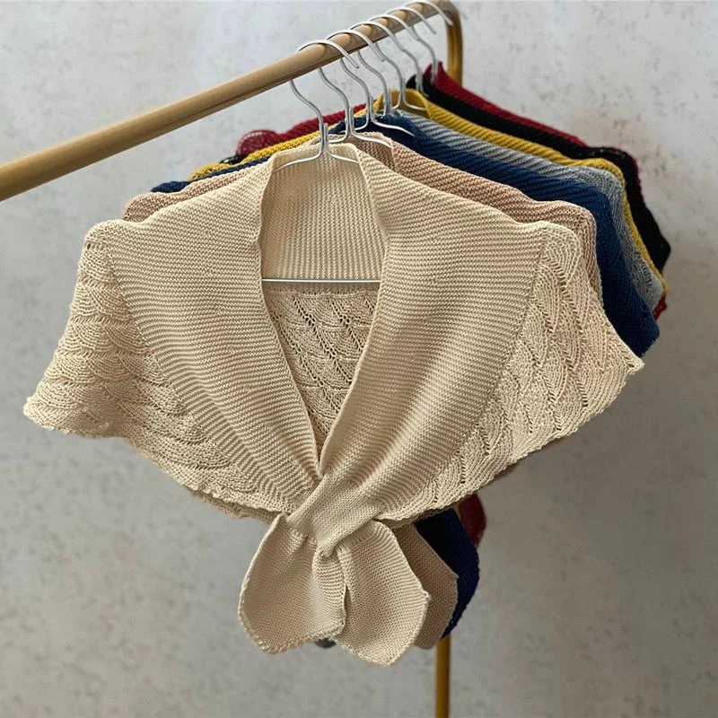 网红针织空调披肩外搭夏季薄款毛线个性春秋围巾时尚外搭洋气披巾