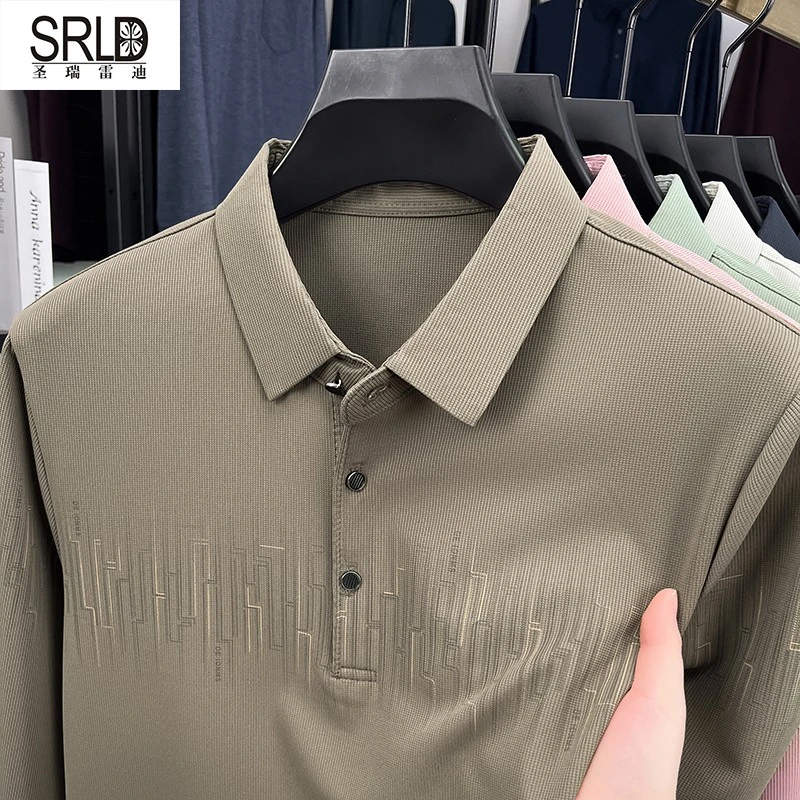 男士翻领POLO衫春季宽松型T恤纯色半袖上衣速干商务休闲商务休闲