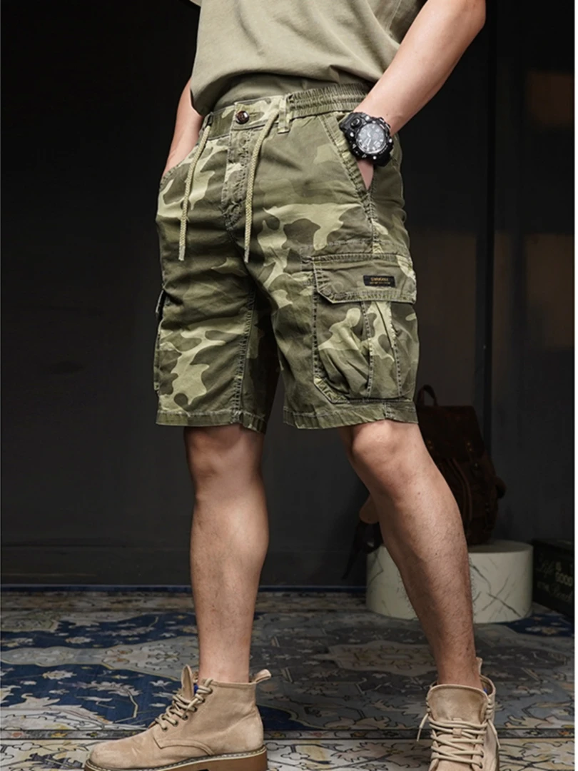 男士工装短裤重磅水洗棉舒适透气吸汗宽松时尚休闲五分裤户外潮流