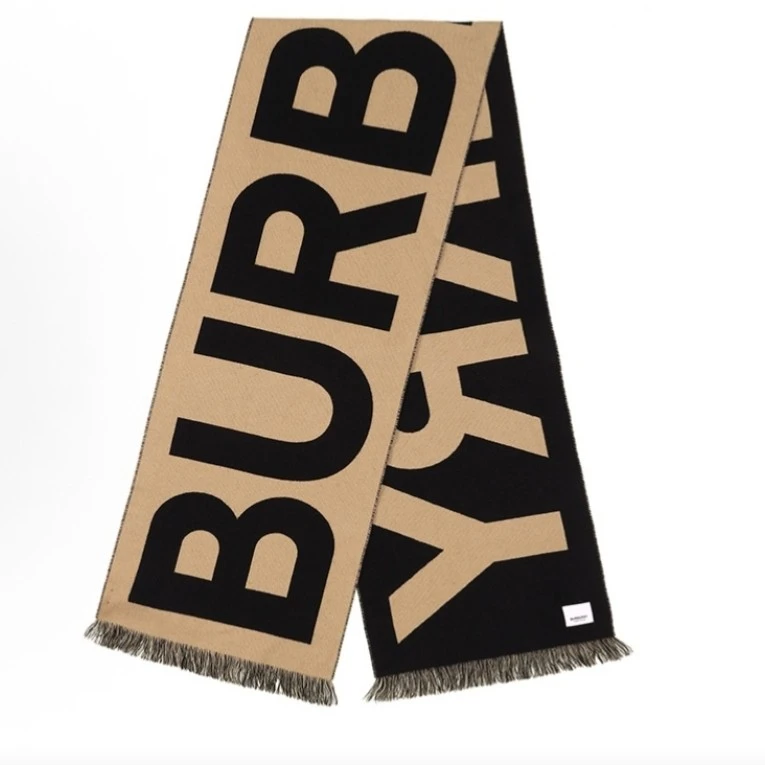 未使用 BURBERRY/博柏利 (桔夕)Burberry 字母logo徽标羊毛围巾