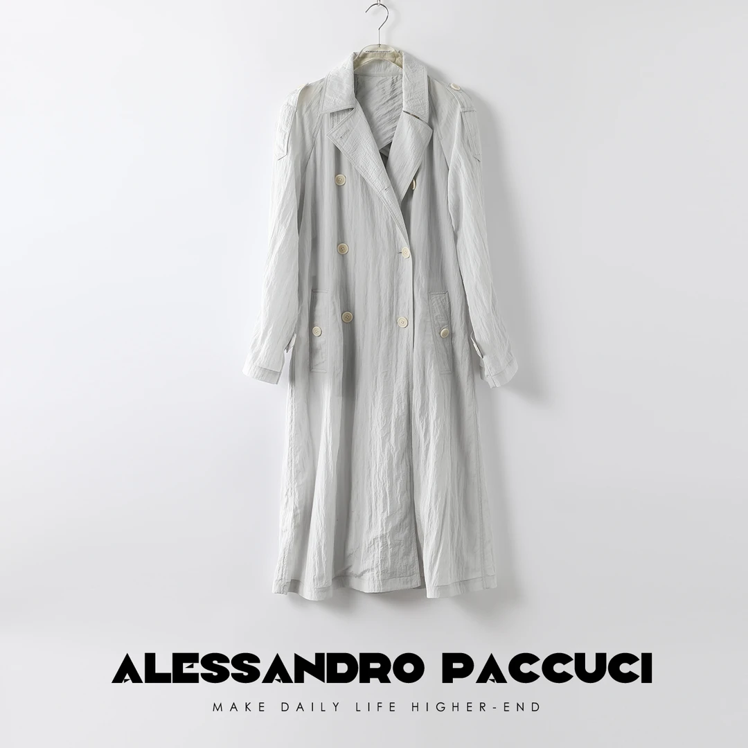 【孤品不退换】洛哥22078X【冰河时代】翻领双排扣时尚休闲风衣2024秋