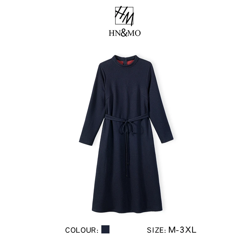 韩穆KA69216秋冬女装新款中年妈妈连衣裙大码打底裙子