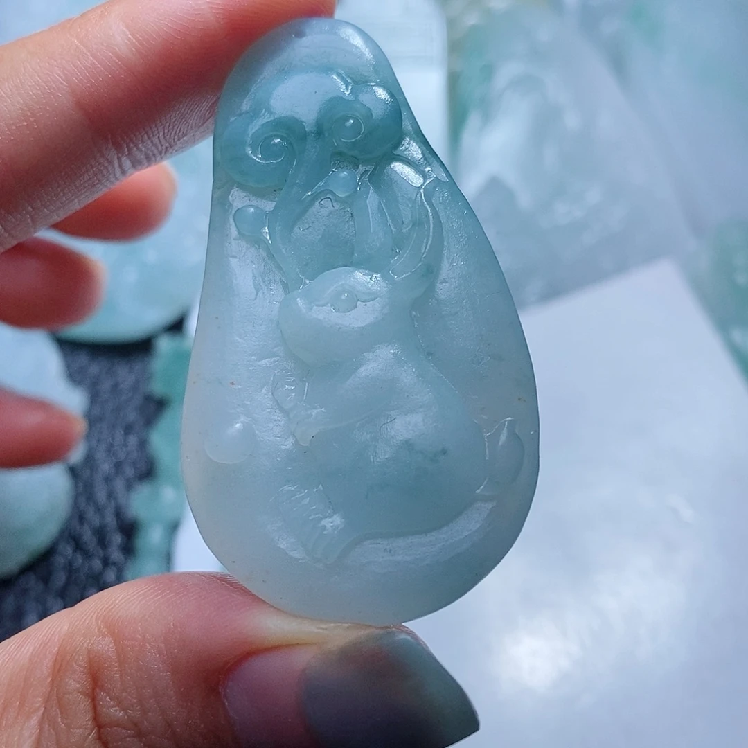 定制翡翠未镶嵌毛货付款后确认抛光