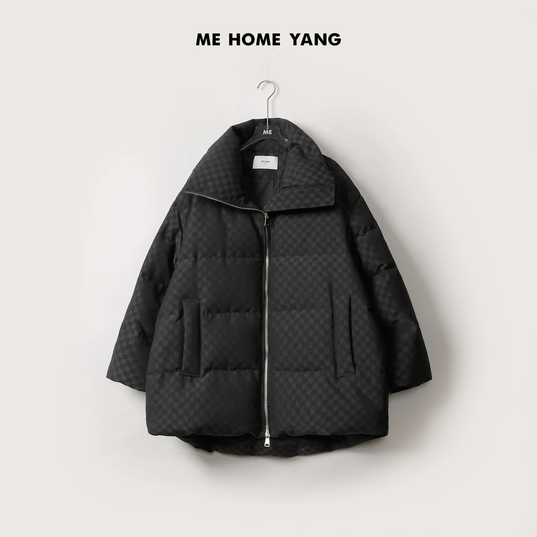 ME【棋盘格鹅绒服】简约白鹅绒设计保暖冬季新款百搭羽绒服MEQC3665