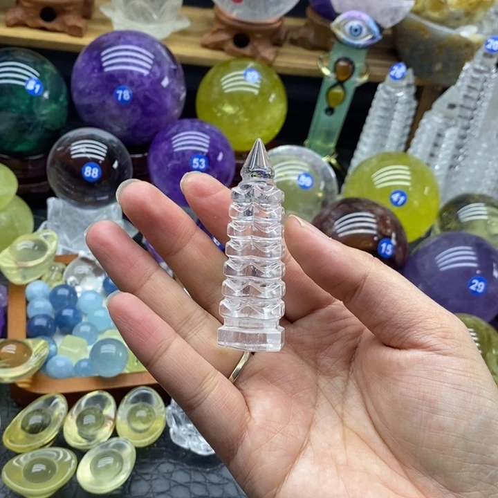 石材天然白水晶文昌塔