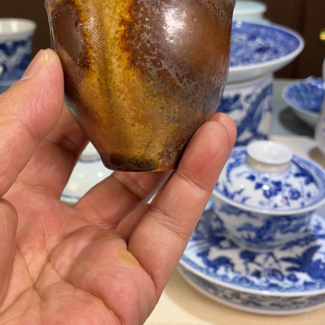 杯柴窑烧制裸烧落灰