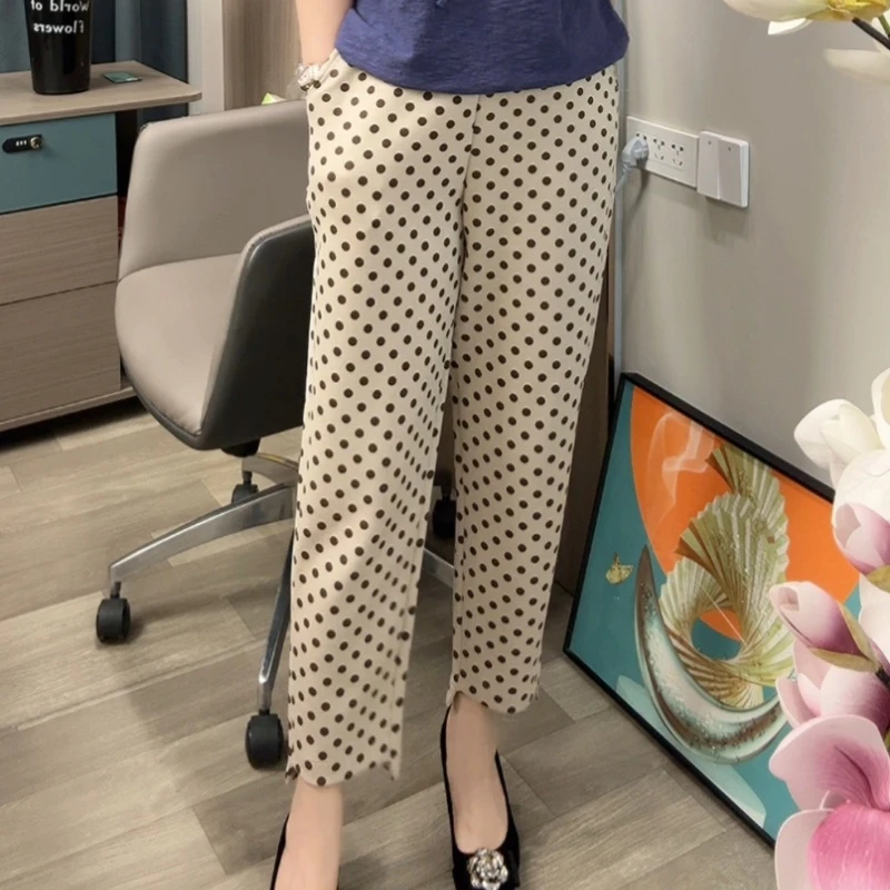波点萝卜裤【2406】宽松休闲柔软舒适波点印花高腰大码春夏萝卜裤