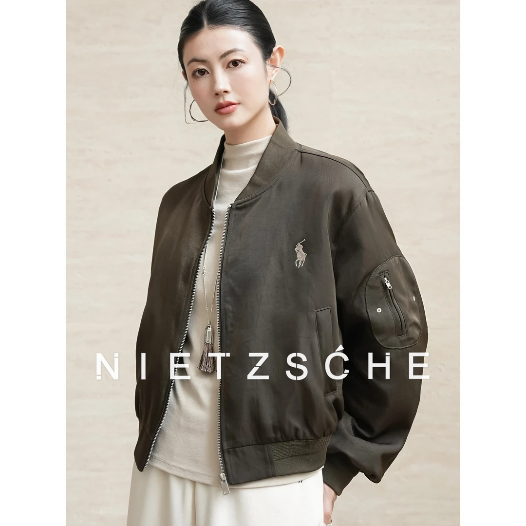 尼采 官方直营｜飞行玩家｜超声波加厚 棒球服夹克显瘦女外套50323