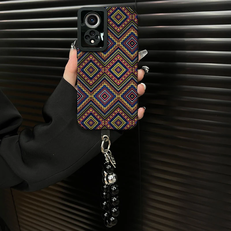 适用【华为荣耀50】复古菱格花纹ins风小羊皮创意全包网红手机壳女