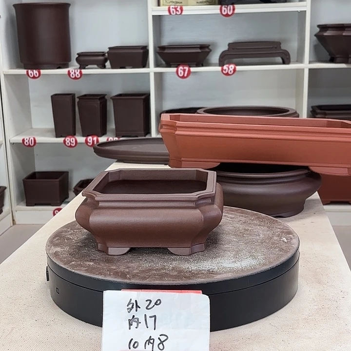 紫砂花盆切角小四方