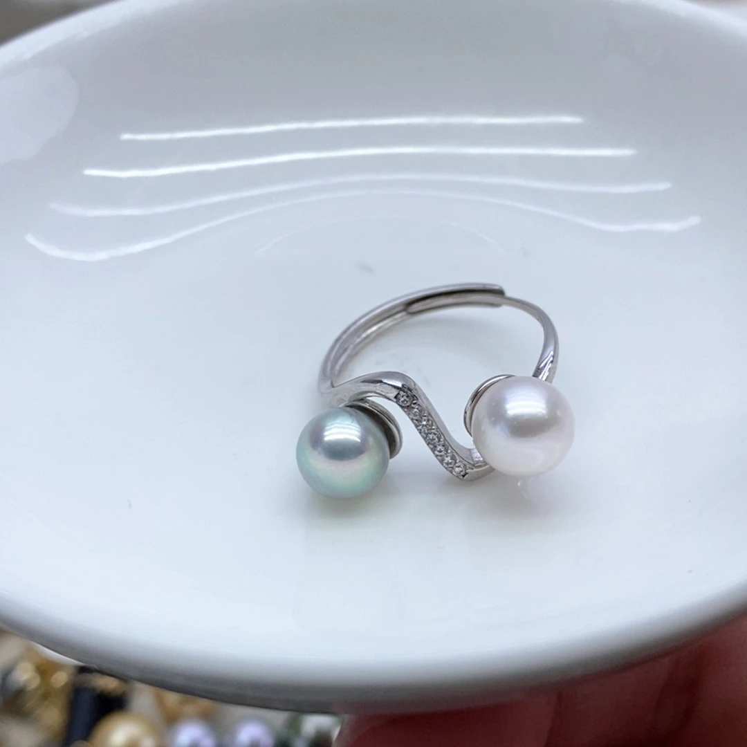 海水珍珠戒指银S925镶嵌