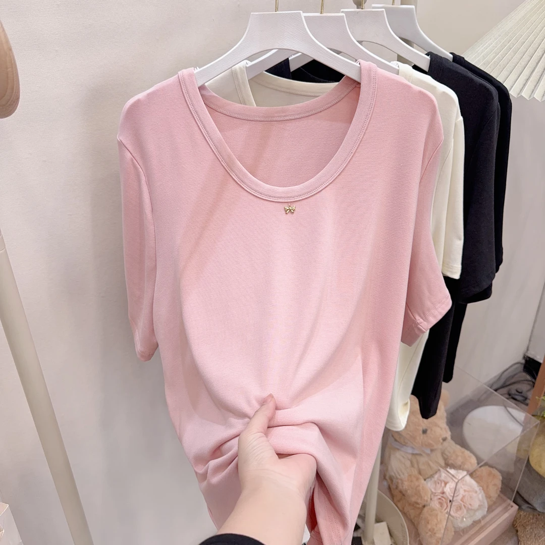 胖胖家*新款U领百搭显瘦高弹打底衫