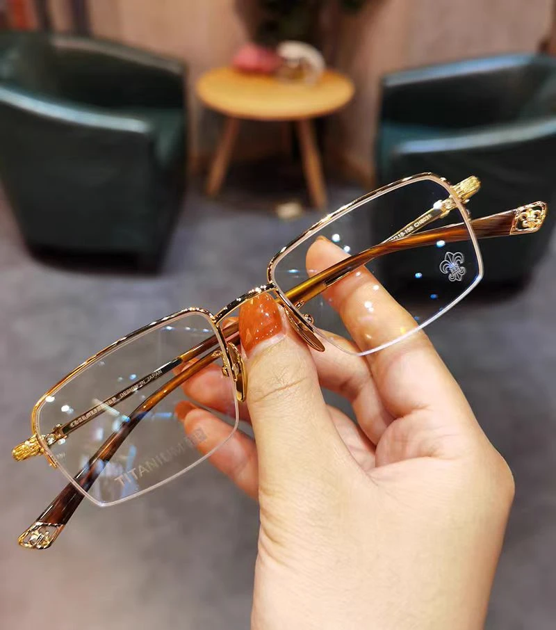 JIANDAN/简丹钛超轻半框商务金丝眼镜框复古时尚可配近视素颜眼镜