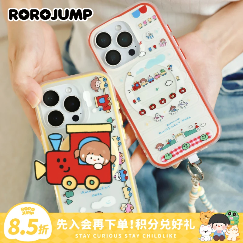 肉肉酱周末游乐园立体磨砂二合一行李箱苹果磁吸手机壳16/15/14