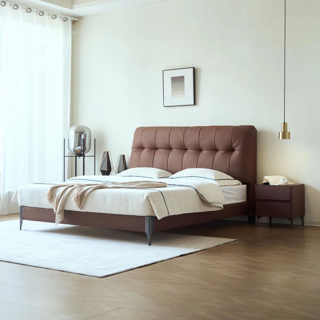 牧莱美全拆软床轻奢现代简约主卧真皮床双人床婚床大床