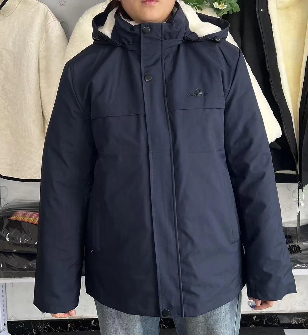 （戴帽款）中老年羊毛一体冬季防寒保暖羊皮袄外套宽松爸装户外棉服