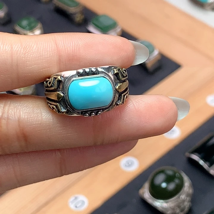 绿松石戒指银S925镶嵌永*