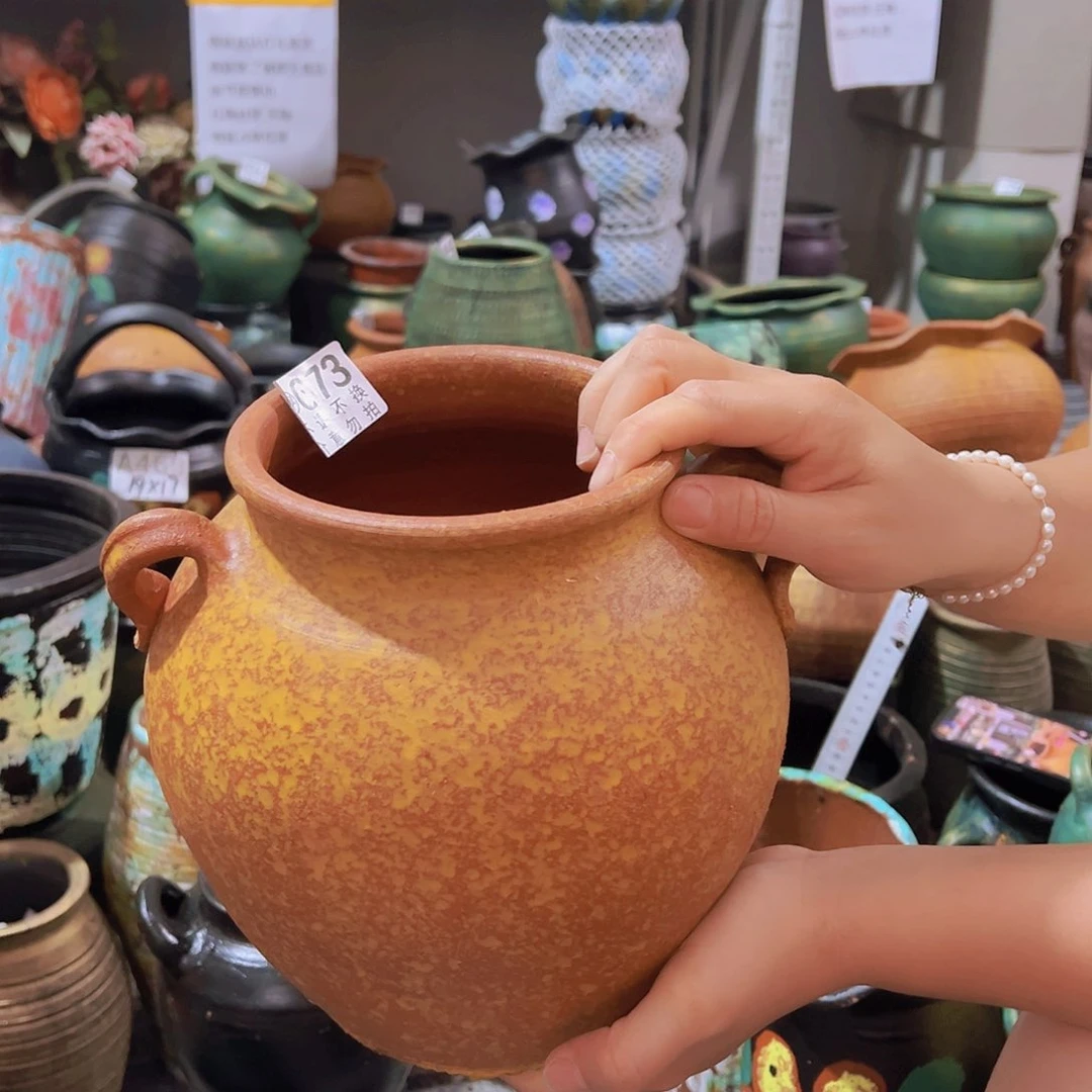 瑕疵673大黄球双耳底裂有孔发货