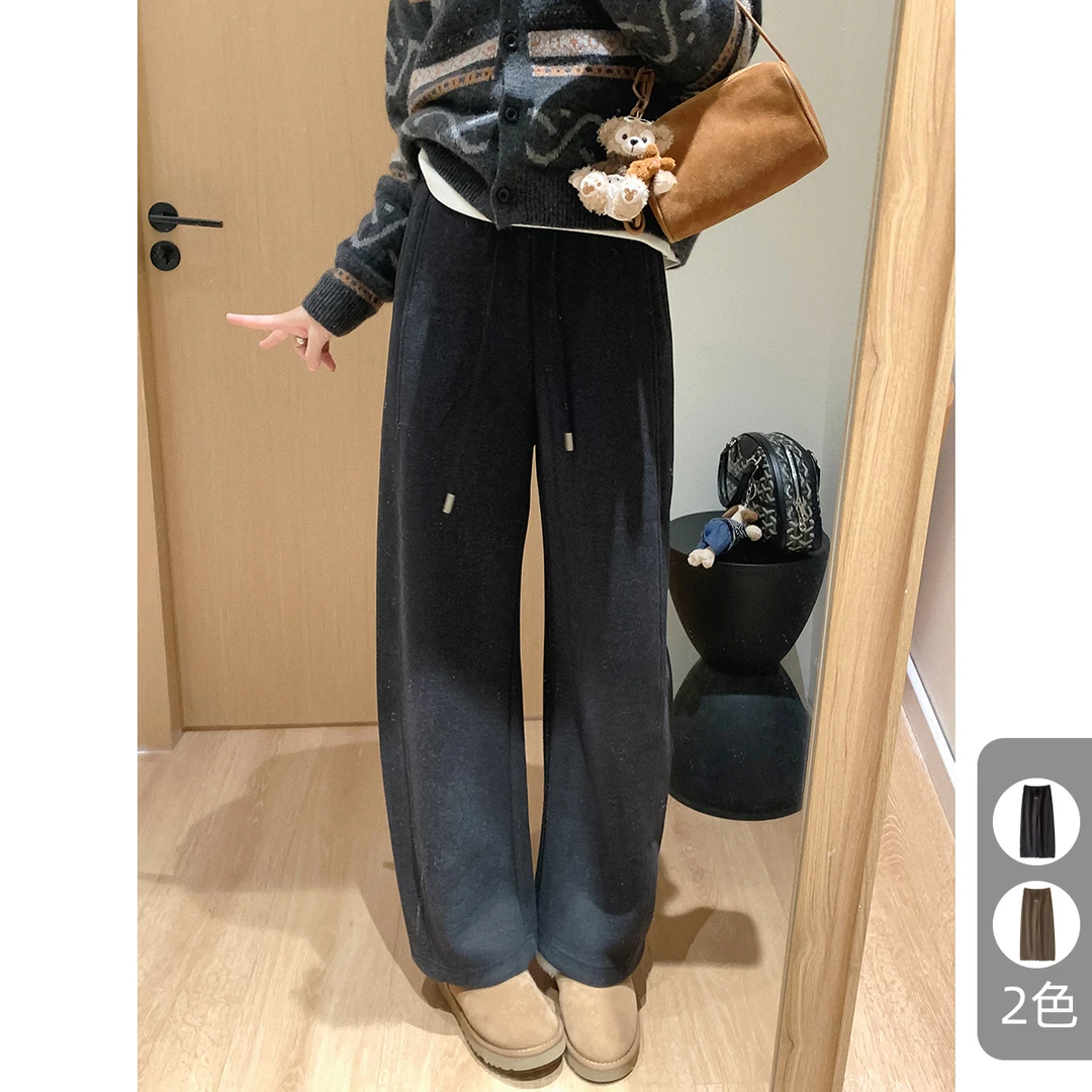 大叮自制清仓【羽绒纱弧线裤】450g醋酸Y毛立裁弧形休闲裤！K1912