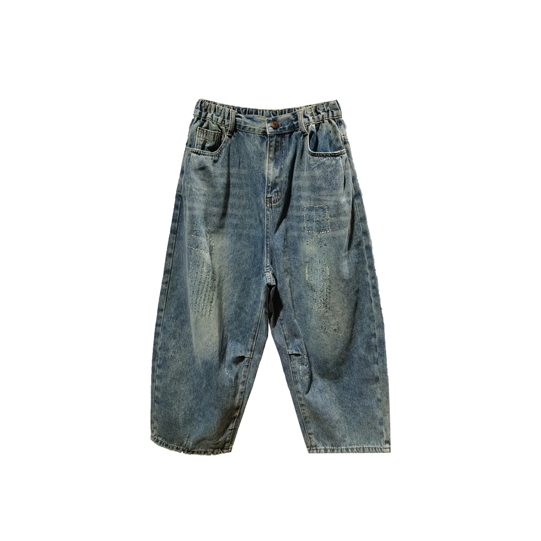 布衣分享 250259 原创设计春夏手工补丁磨白口袋牛仔裤