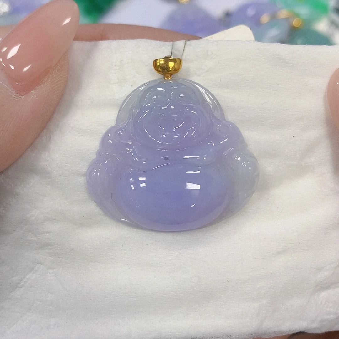 翡翠18K金镶嵌颈饰天然翡翠a货 百元以上9米证书费自理