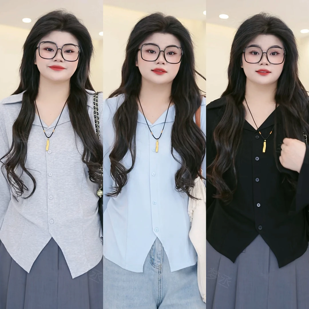 梦丞【杂志少女】大码女装气质收腰宽松洋气百搭减龄显瘦长袖针织衫